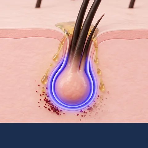 Recovered follicle with new hairs growing from the bulb