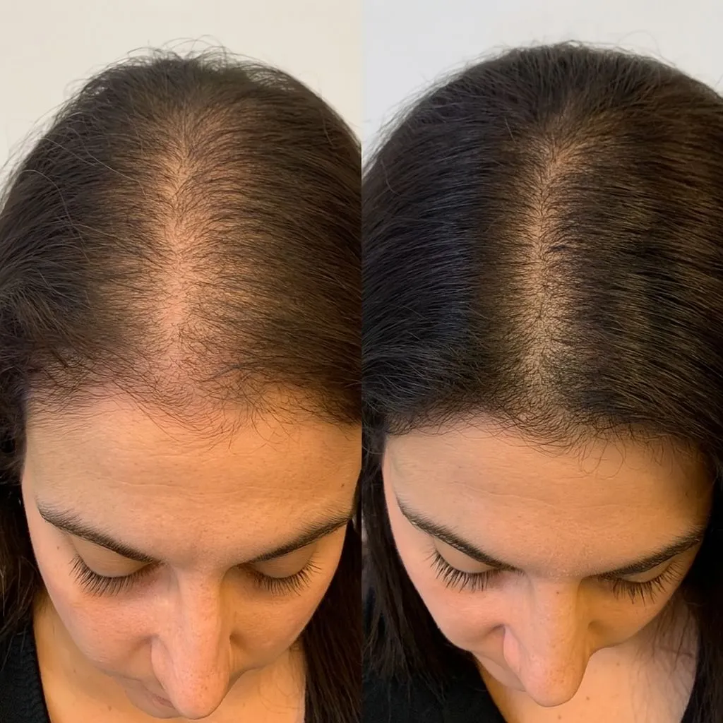 Before and after the at-home hair remedy